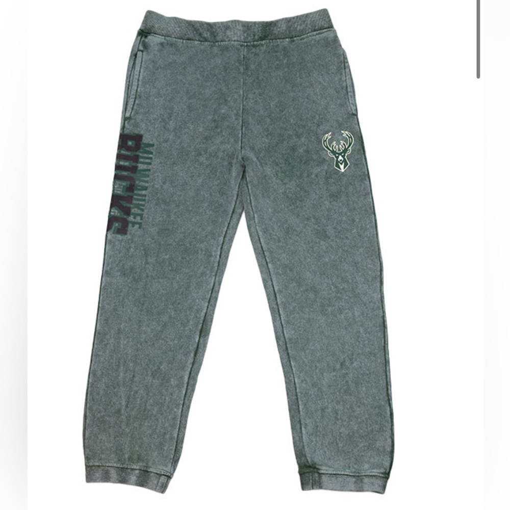 YOUTH MINERAL WASH MILWAUKEE BUCKS FLEECE PANTS (10/12) sweatpants joggers